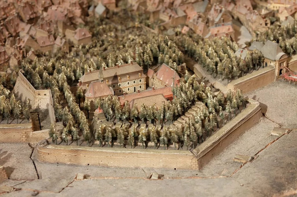Plan-relief de Besançon en 1722. Plan-relief construit de 1720 à 1722 sous la direction de l'ingénieur Ladevèze. Échelle 1/600e